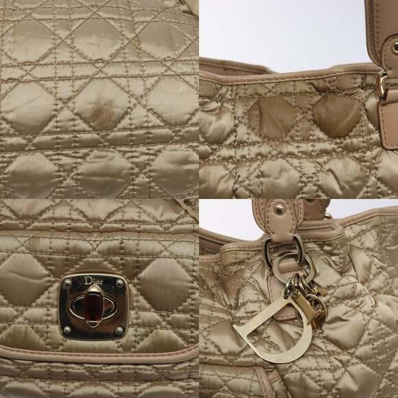 DIOR Canage Hand Bag Nylon Beige Gold - Picture 11 of 13